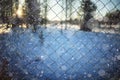 Fence on winter background Royalty Free Stock Photo