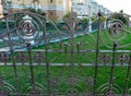 fence, wrought iron fence, forging and stone, wrought-iron ornaments