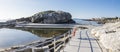 Fenced area of Sjobadet Myklebust swimming sea pool at Jasund Peninsula in Tananger Royalty Free Stock Photo