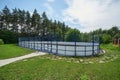 Fenced backyard soccer field for kids