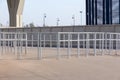 Fenced construction site with subway ventilation shaft