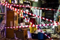 Fenced garage at the crime scene, background blurred with bokeh effect