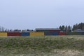 Fenced residential area, deadpan photo