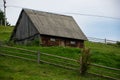 Fenced rural log house