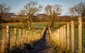 A fenced trail through agricultural land in the Scottish countryside in winter Royalty Free Stock Photo