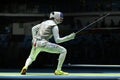 Fencer Alexander Massialas of United States competes in the Men`s team foil of the Rio 2016 Olympic Games at the Carioca Arena 3