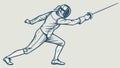 Fencer Attacking Dynamic Swordplay Sport Vector Art, vector design Generative AI Royalty Free Stock Photo