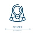 Fencer icon. Linear vector illustration from sport avatars collection. Outline fencer icon vector. Thin line symbol for use on web