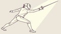 A fencer mid-action, demonstrating the speed and grace of the sport, vector design Generative AI Royalty Free Stock Photo