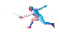 Fencer Mid-Action Lunge Dynamic Vector Art, vector design Generative AI Royalty Free Stock Photo