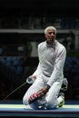 Fencer Miles Chamley-Watson of United States competes in the Men`s team foil of the Rio 2016 Olympic Games at the Carioca Arena 3