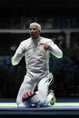 Fencer Miles Chamley-Watson of United States competes in the Men`s team foil of the Rio 2016 Olympic Games at the Carioca Arena 3