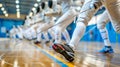 Fencers precise footwork in lunge highlighting olympic level agility and technique Royalty Free Stock Photo