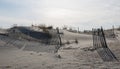 Fences with shadows on a sand dune on Long Island Royalty Free Stock Photo