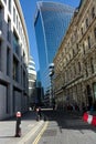 Street view of 20 Fenchurch St, The Walkie Talkie Building, London, UK Royalty Free Stock Photo