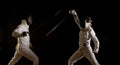 Fencing action Royalty Free Stock Photo