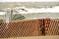 Fencing Along Beach of Lake Michigan in Kenosha, Wisconsin Royalty Free Stock Photo