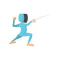Fencing athlete cartoon icon