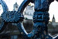 Fencing of the bridge against the background of the Cathedral of