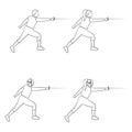 Fencing doodle man and woman Royalty Free Stock Photo