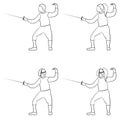 Fencing doodle man and woman Royalty Free Stock Photo