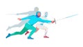 Fencing Duel Action Dynamic Vector Art, vector design Generative AI Royalty Free Stock Photo