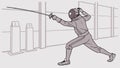 Fencing Duel, Dynamic Sport Vector Illustration, vector design Generative AI Royalty Free Stock Photo