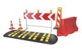 Fencing equipment for road and construction works 3d illustration