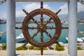 Fencing in the form of hand wheel of coastline sea port of Alanya