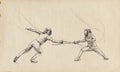 Fencing - An hand drawn illustration. Freehand sketching