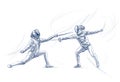 Fencing - An hand drawn illustration. Freehand sketching