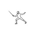 Fencing hand drawn outline doodle icon.