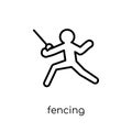 Fencing icon. Trendy modern flat linear vector Fencing icon on w
