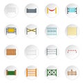 Fencing icons set in flat style Royalty Free Stock Photo