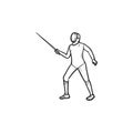 Fencing man hand drawn outline doodle icon.