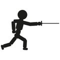 Fencing man sign illustration. Vector. Black icon on white background