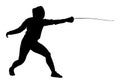 Fencing player portrait silhouette. Fence competition event.