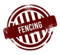 Fencing - red round grunge button, stamp
