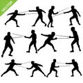 Fencing silhouettes vector Royalty Free Stock Photo