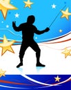 Fencing Sport on American Patriotic Background Royalty Free Stock Photo