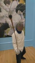 Close up of fencer posing ready to sword fight