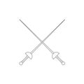 Fencing Swords vector icon symbol isolated on white background