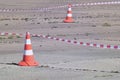 Fencing tape and Traffic cone