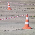 Fencing tape and Traffic cone