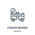 fender bender icon vector from insurance collection. Thin line fender bender outline icon vector illustration. Linear symbol Royalty Free Stock Photo