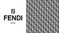 Fendi pattern in black and white colors. Fendi text. Vector illustration EPS 10. Kyiv, Ukraine - March 26, 2022 Royalty Free Stock Photo