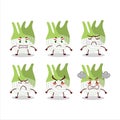 Fenel cartoon character with various angry expressions