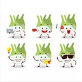 Fenel cartoon character with various types of business emoticons