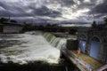 Fenelon Falls in Ontario, Canada with storm clouds Royalty Free Stock Photo
