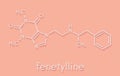 Fenetylline fenethylline stimulant drug molecule. Skeletal formula.